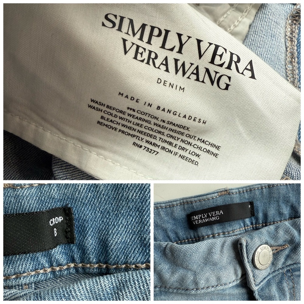 Vera Wang distressed Boyfriend Cropped Denim Jeans Light Blue Size 8 Mid Rise - Picture 4 of 9